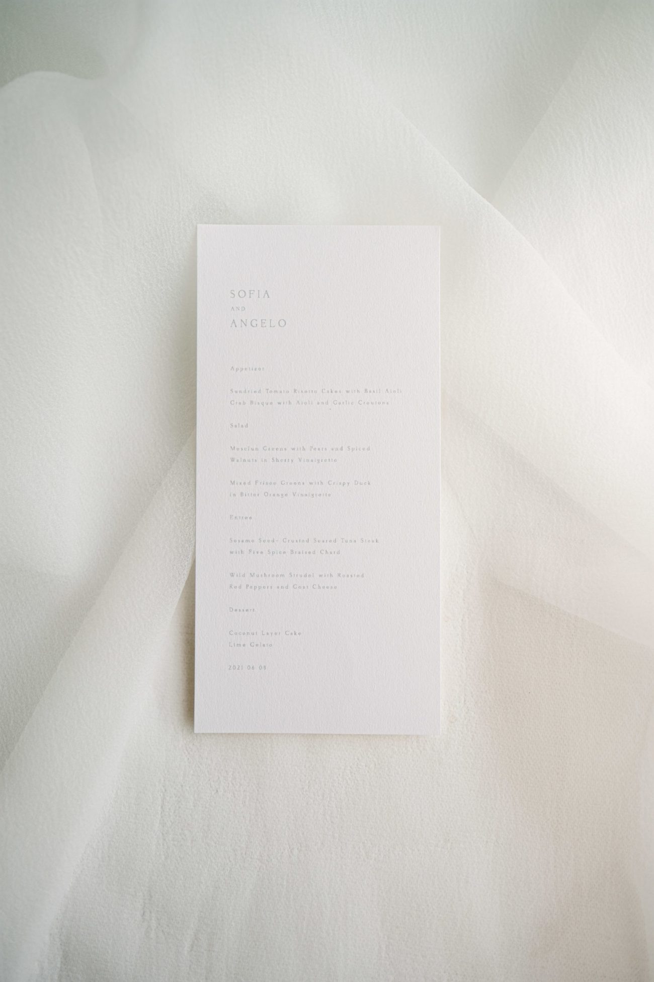 Card Stock Wedding Menus