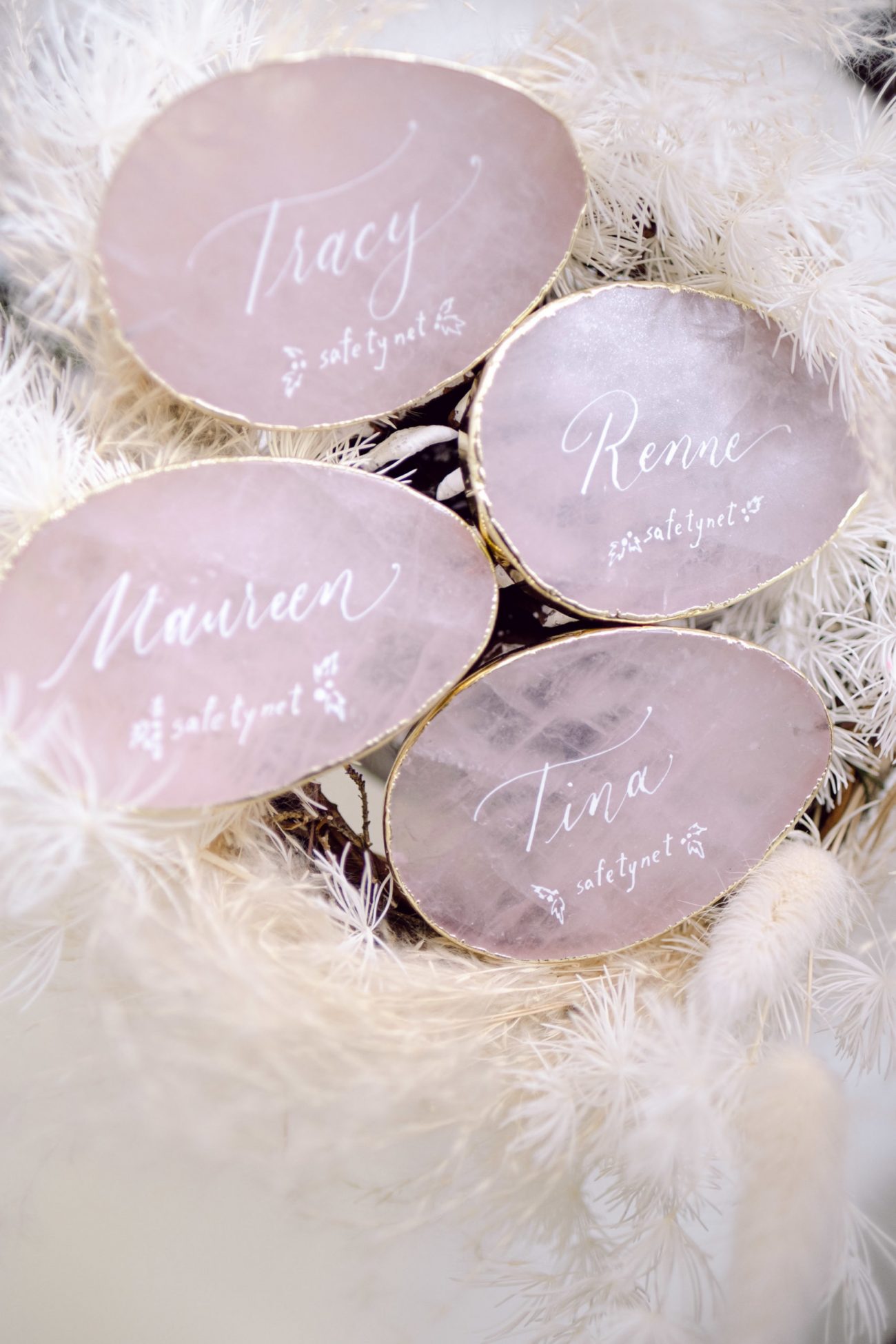 Pink Crystal place card| calligraphy place card | Bridesmaid gift | Wedding escort cards