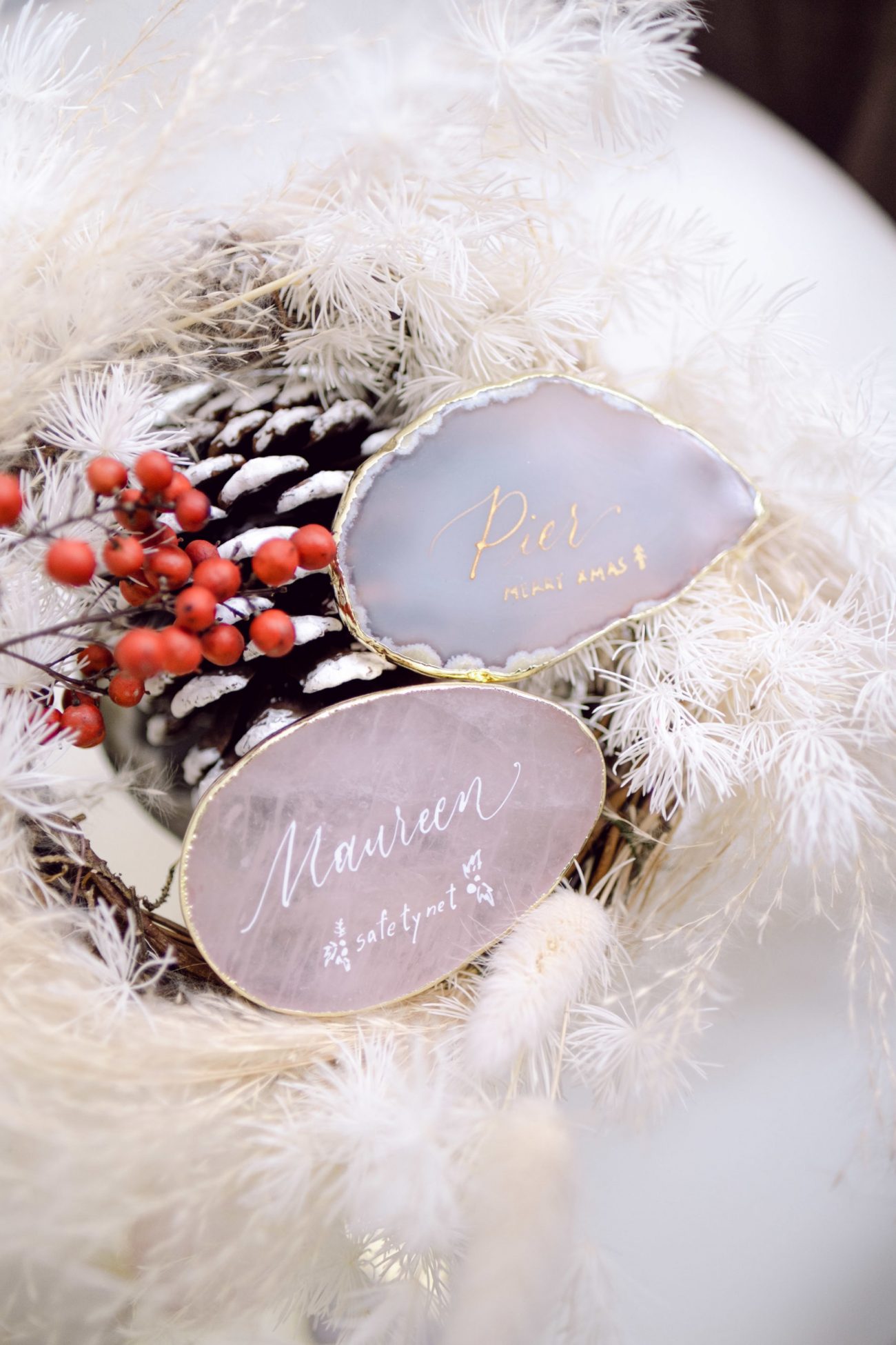 Pink Crystal place card| calligraphy place card | Bridesmaid gift | Wedding escort cards - Image 2