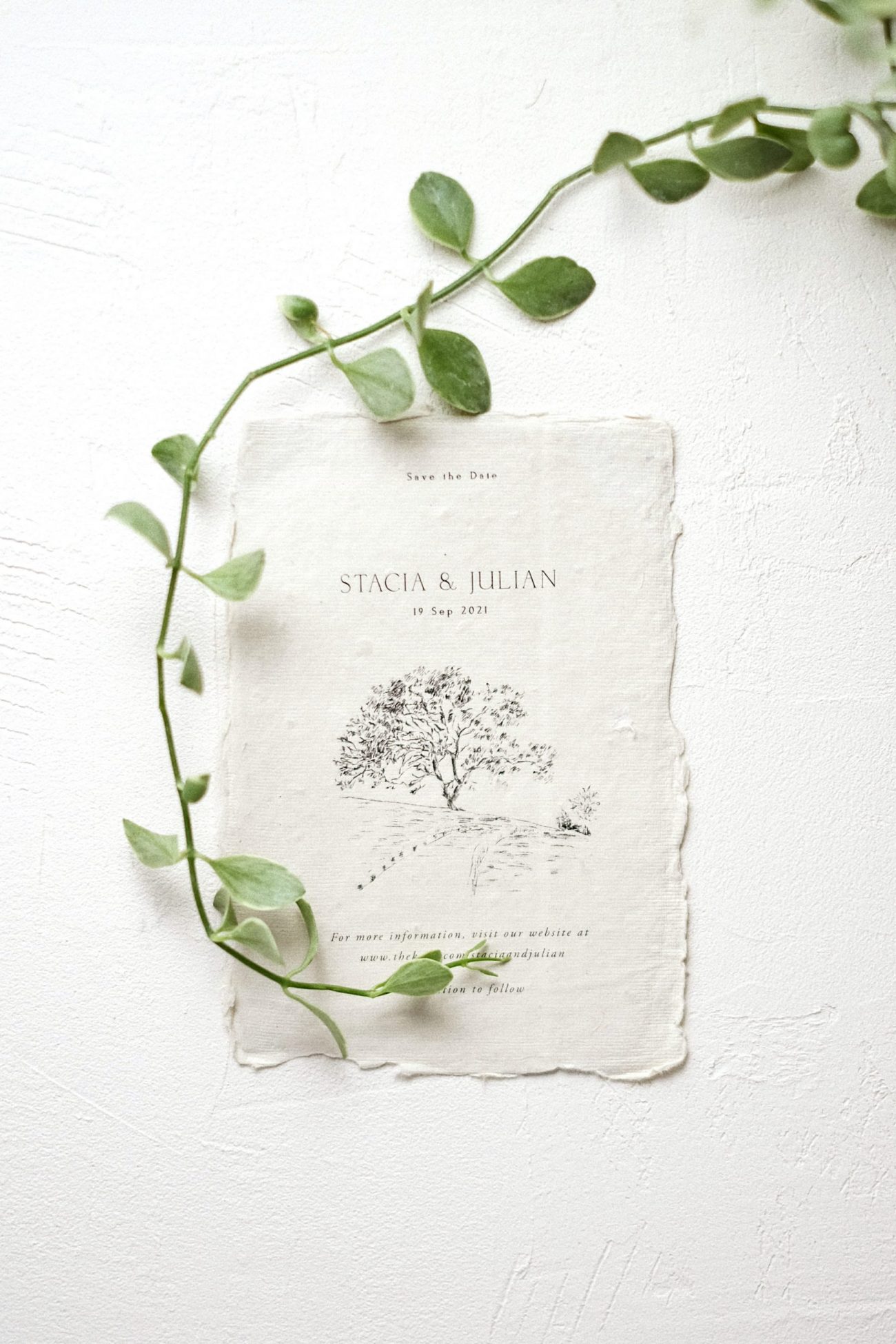 Beatrice Save the Date in Grey & Custom artwork