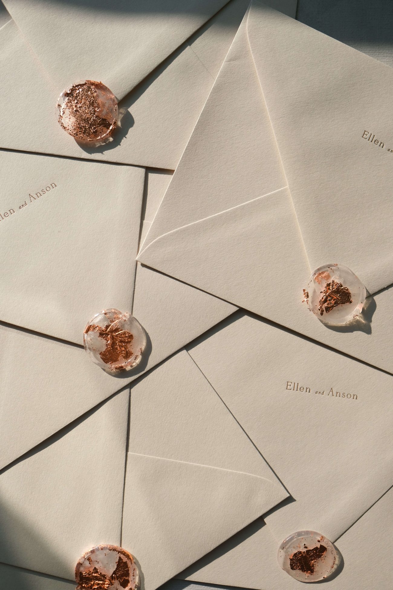 Transparent Wax Seals with Copper Gold flakes
