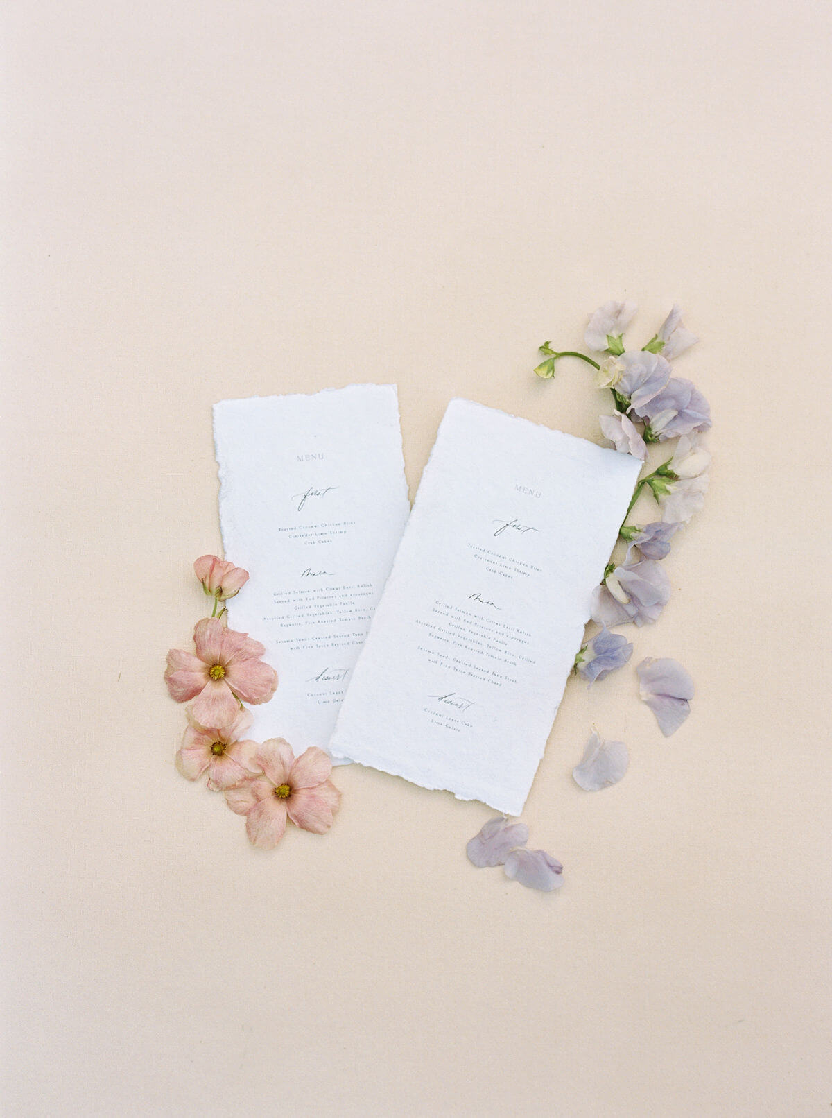 Handmade Paper Wedding Menus