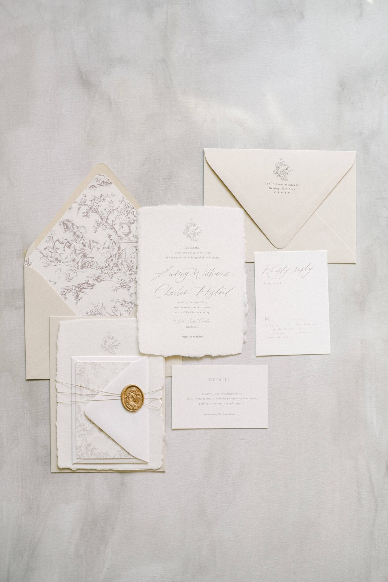 Audrey - Classic Minimal European Wedding Invitation - Image 3