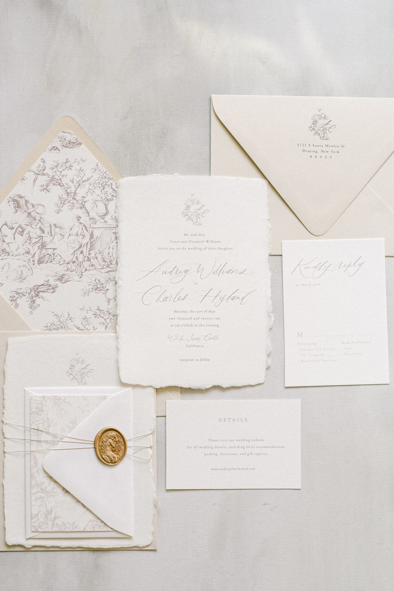 Audrey - Classic Minimal European Wedding Invitation - Image 2