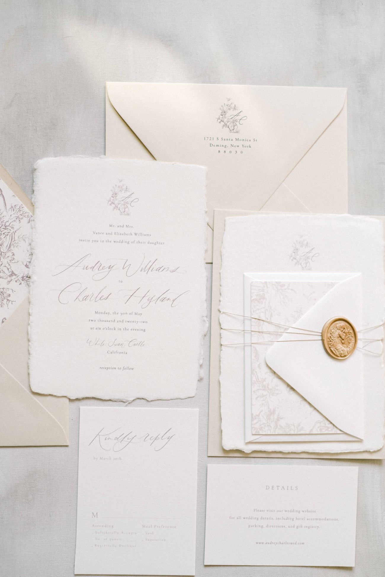 Audrey - Classic Minimal European Wedding Invitation - Image 4