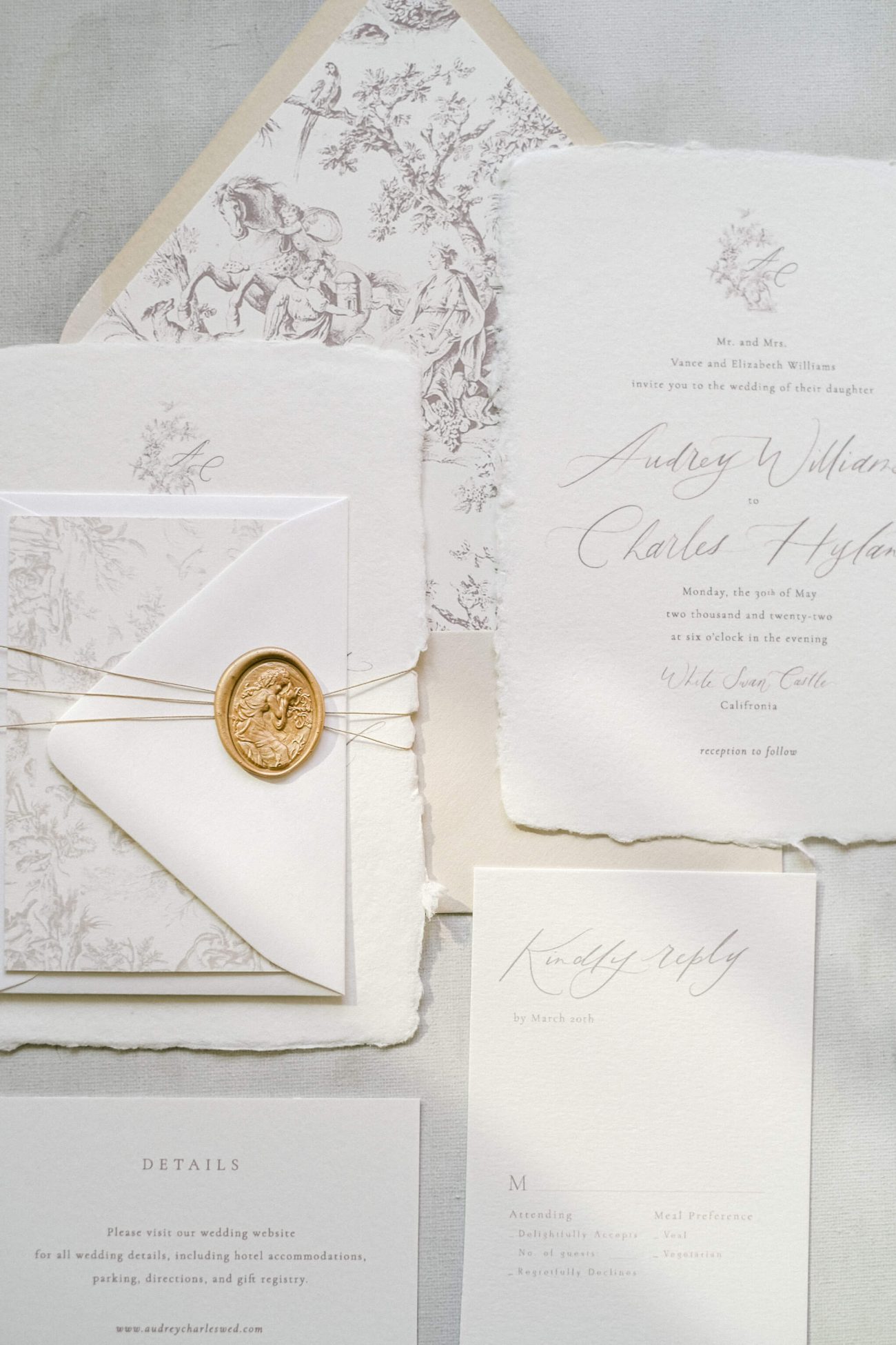 Audrey - Classic Minimal European Wedding Invitation - Image 7