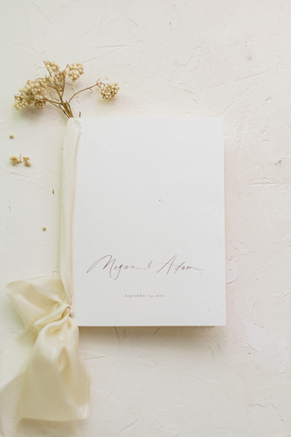 Personalized Vows book | Textured paper | silk ribbon |  calligraphy